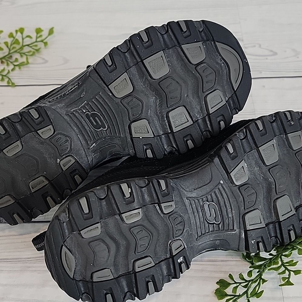 Skechers D'Lites Play On Shoe black leather Women's Size 8 - Picture 9 of 10